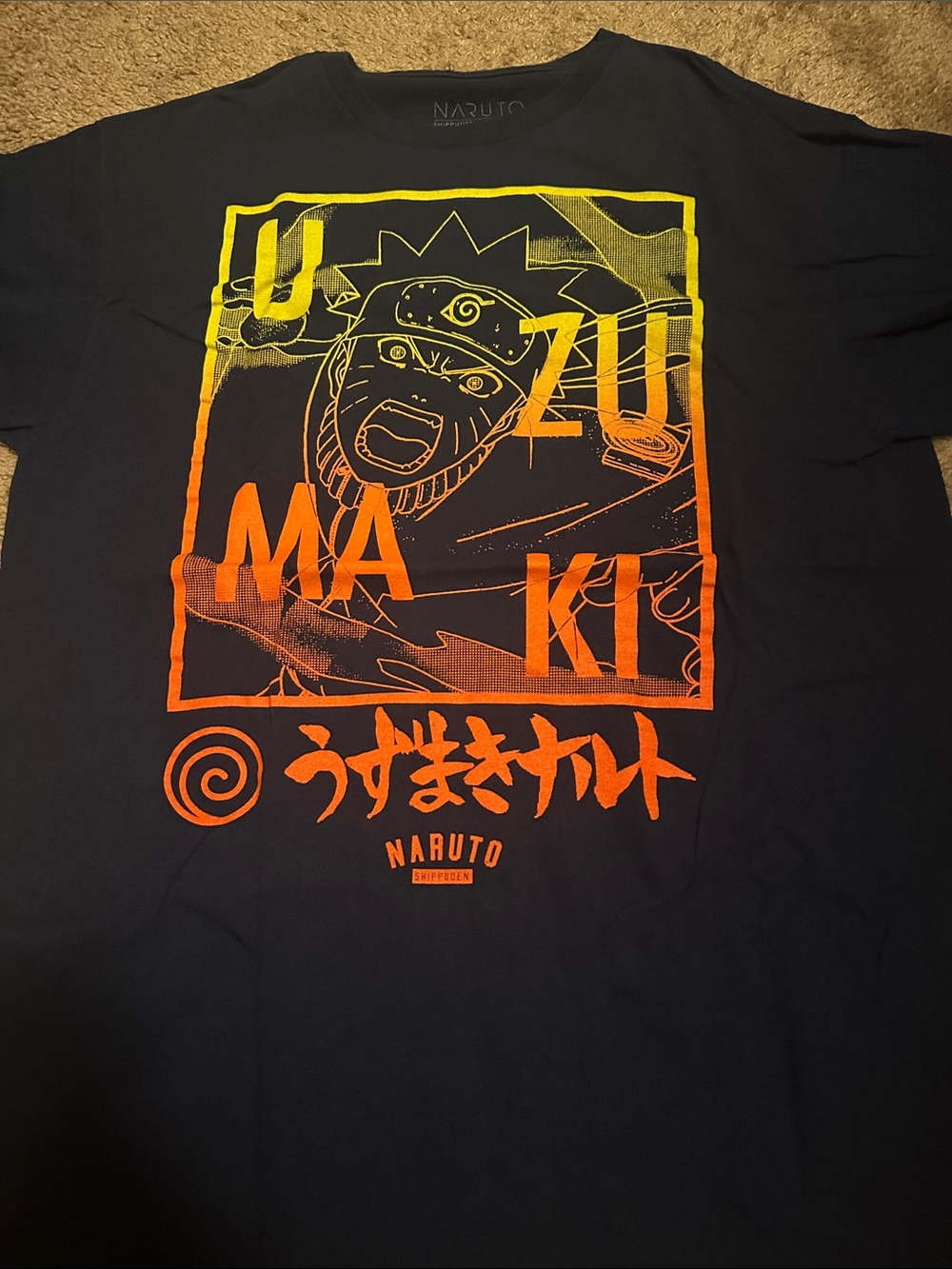 Graphic Tee - Black with Yellow-Orange Print